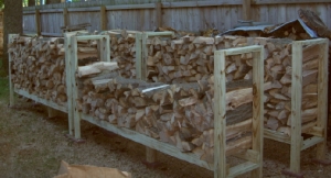 Filling up the firewood rack